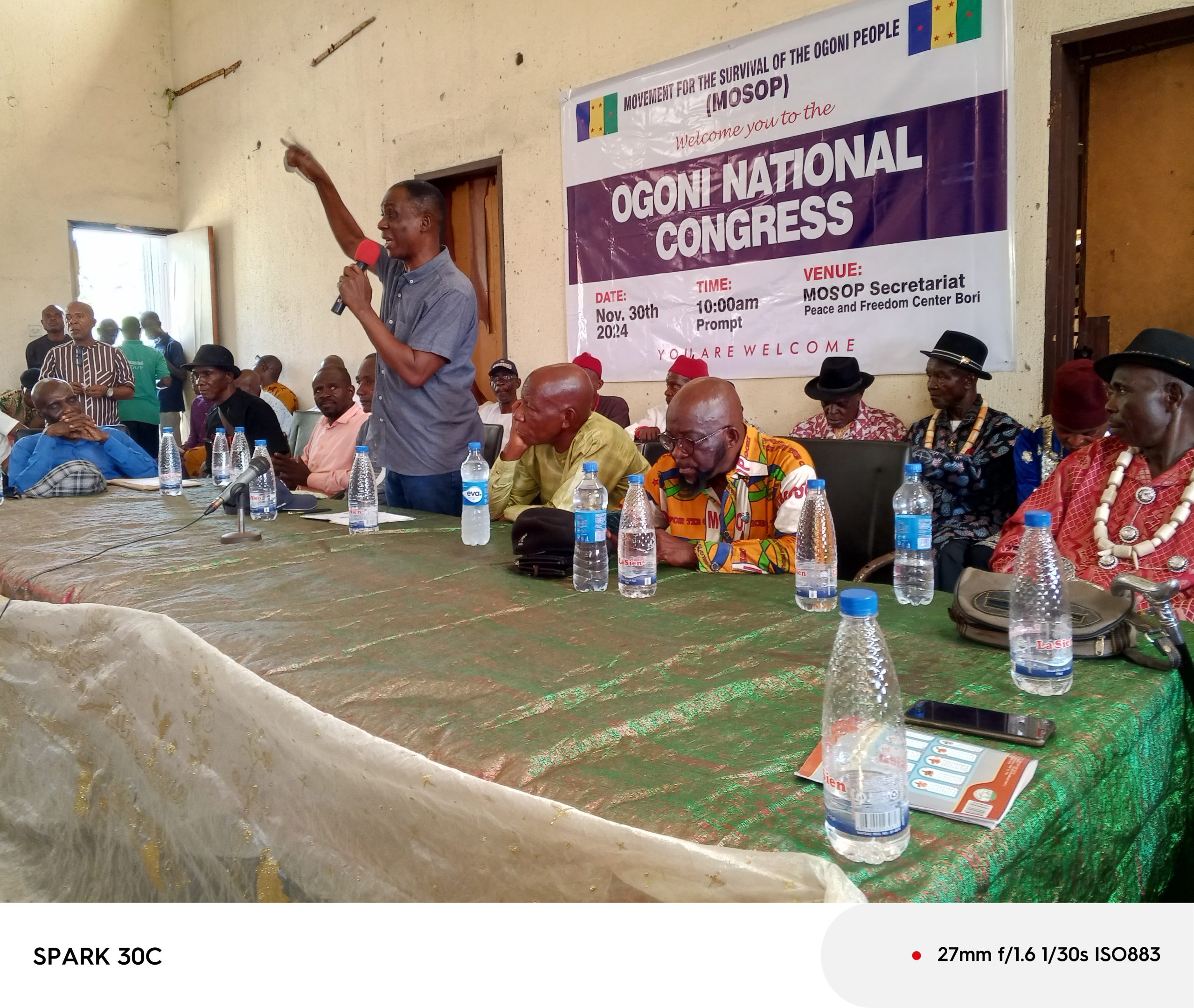 Ogoni Congress Moves to Resolve Decades of Conflicts over Oil Fegalo Nsuke addresses congress November 2024